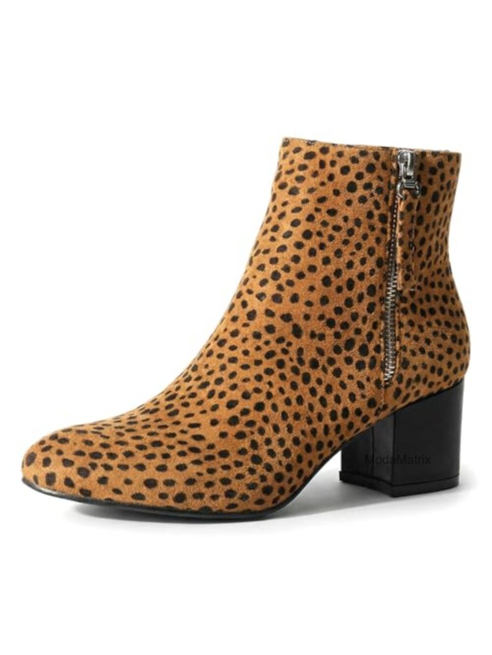 Zuma Ankle Bootie - Closed Pointed Toe Low Block Heel Zip Up Boot
